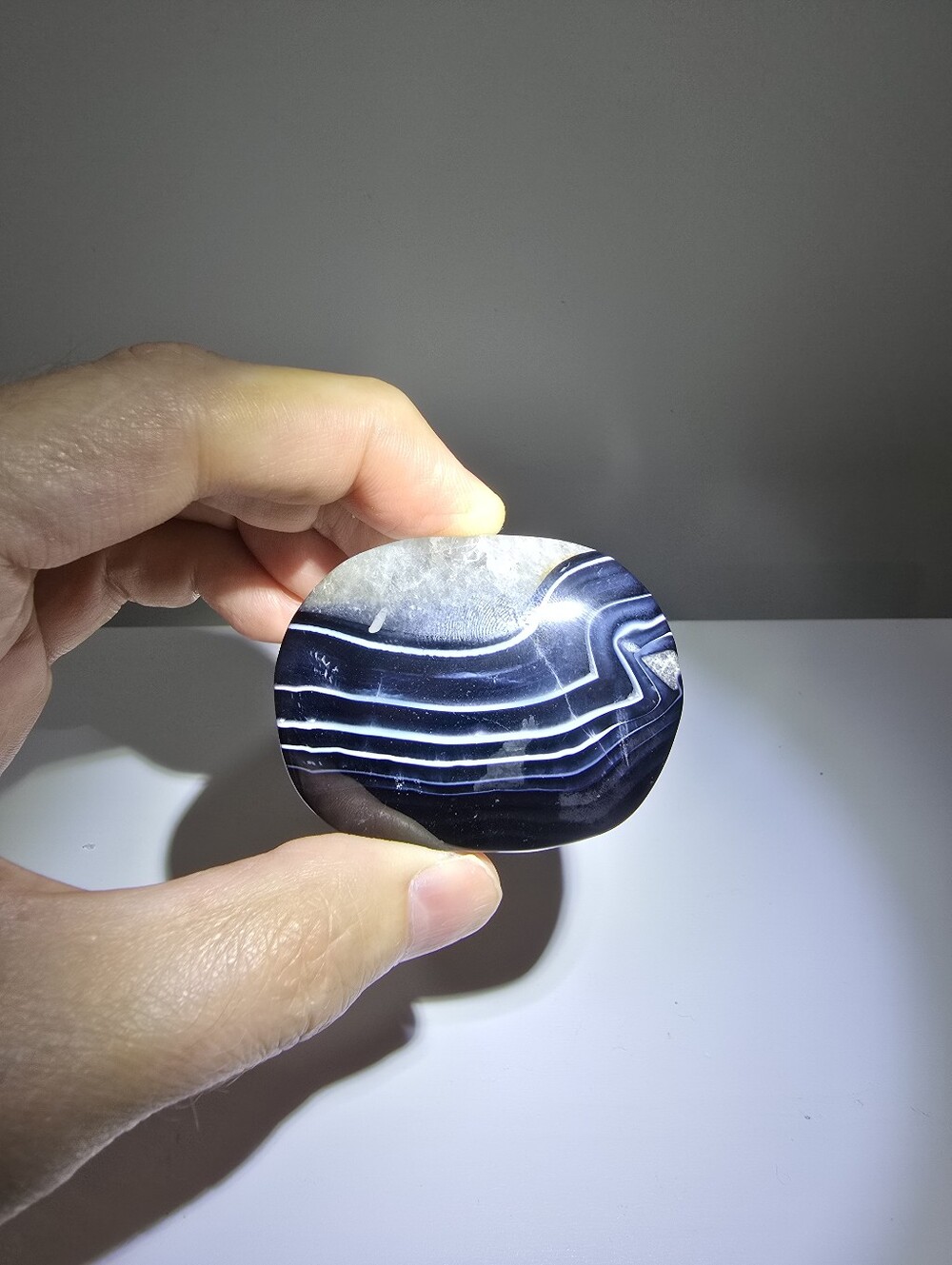 Banded Agate Crystal Palmstone #L